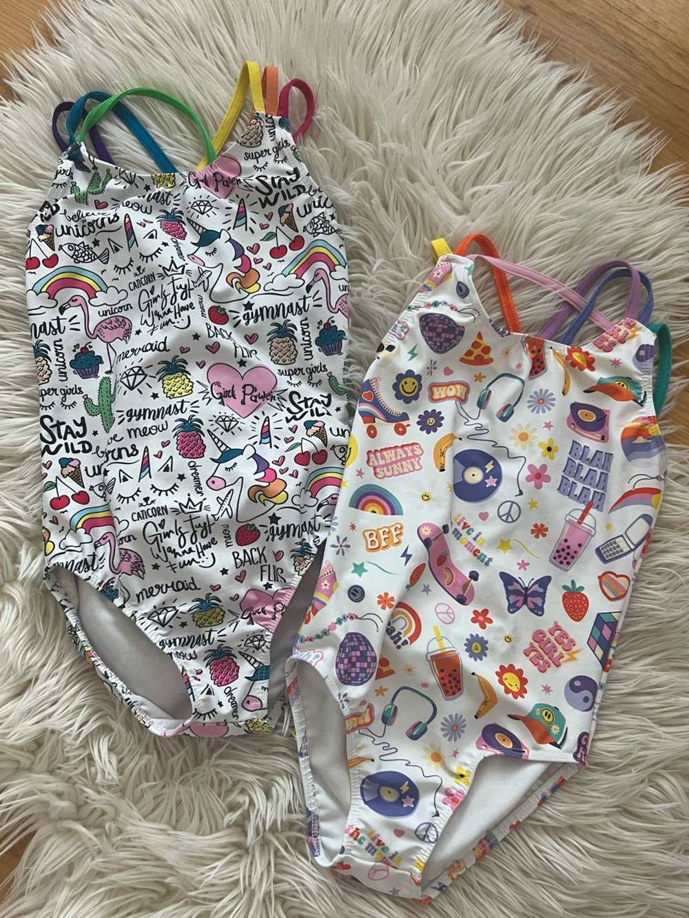 Girls Multicolor Graphic Gymnastic Leotards, size small